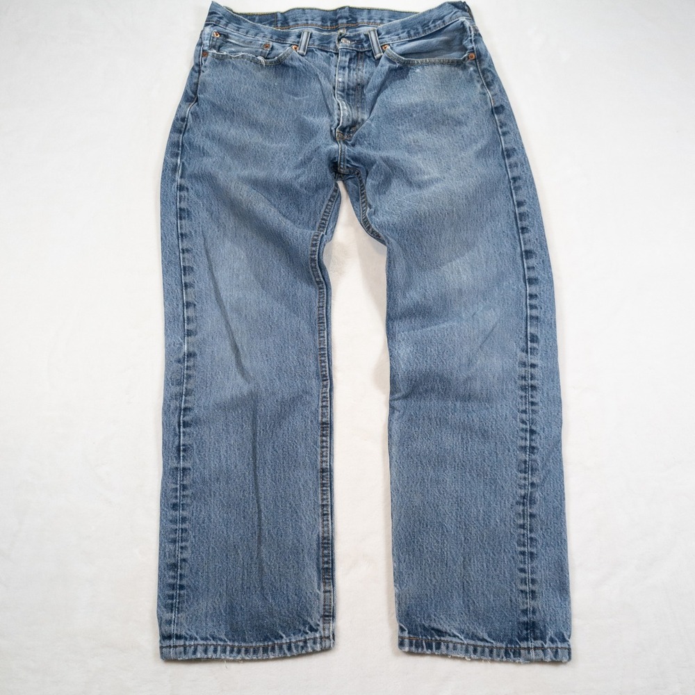 Levi's 505 Jeans Mens 34x30 Blue Distressed Lived In Classic Capsule Streetwear